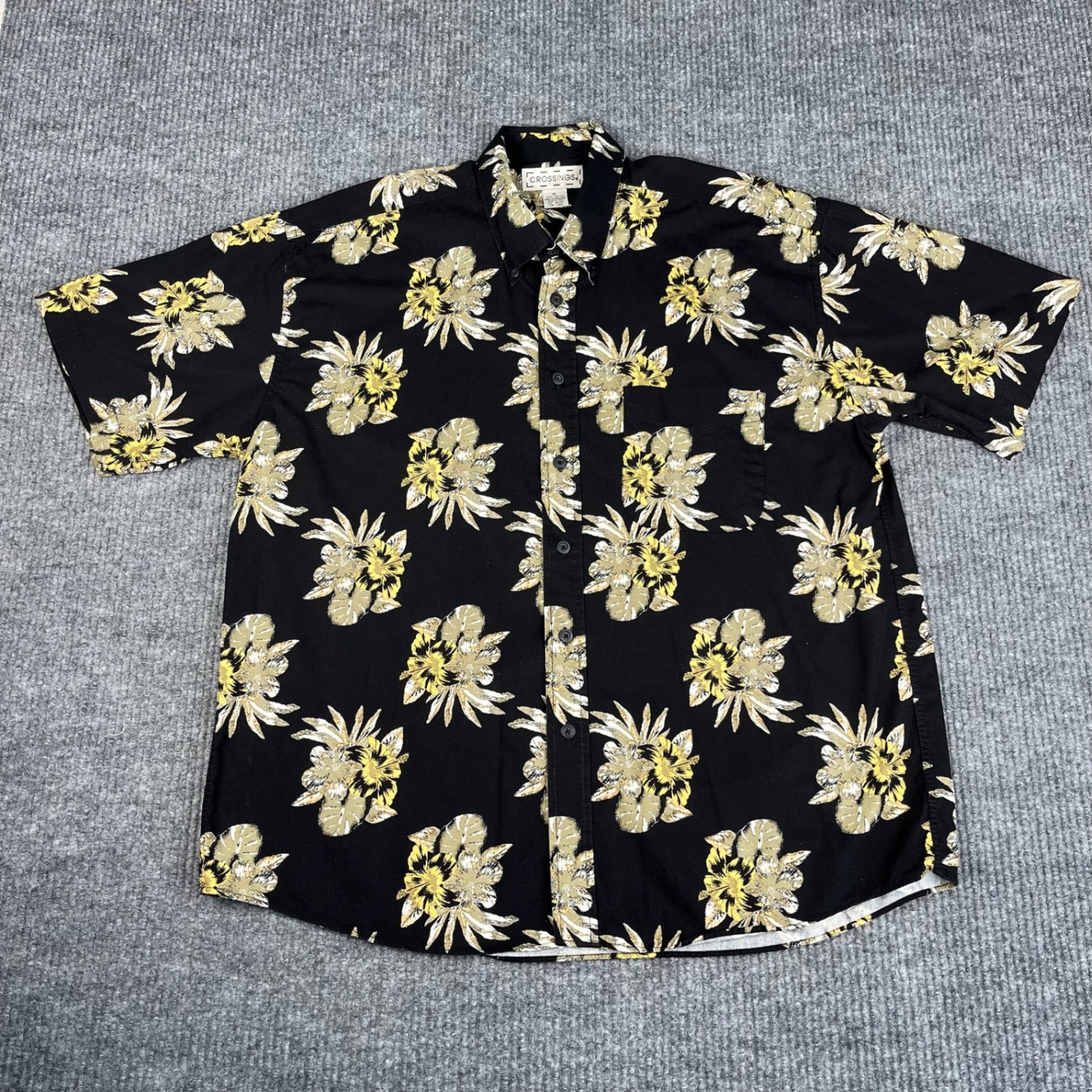 Vtg Crossings Aloha Shirt Mens Xl Hawaiian Floral Tropical Camp Button Up Cotton